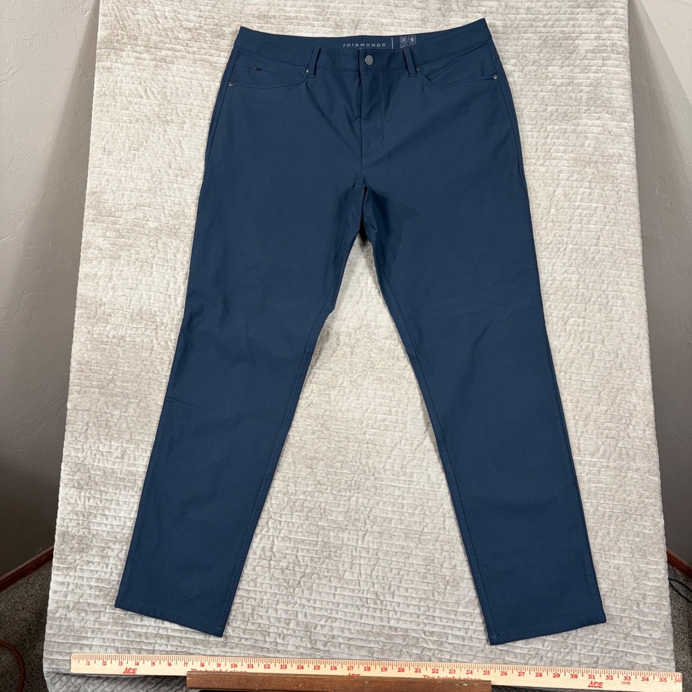 7 Diamonds Infinity Slim Fit Pants Mens 36x30 Blue Chino Style STP-1234
